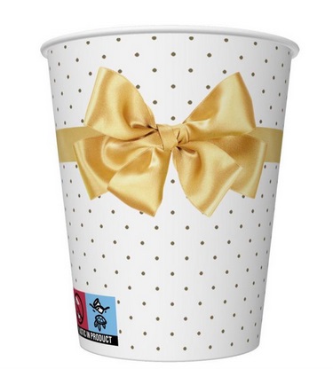Kubek papierowy konfekcja  a'8  kokardy kropki