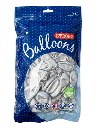 Balon 23cm metal srebrny a'100