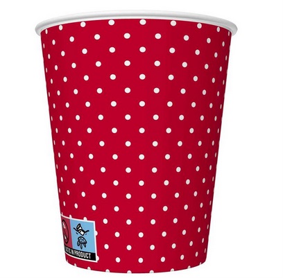 Kubek papierowy konfekcja  a'8 czerw. bia�e kropki