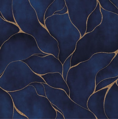 Serwetka kolor a'20 Blue Marble with Gold Lines