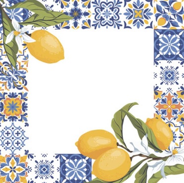Serwetka kolor a'20 Frame with Tiles and Lemon