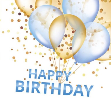 Serwetka kolor a'20 Gold and blue balloons happy