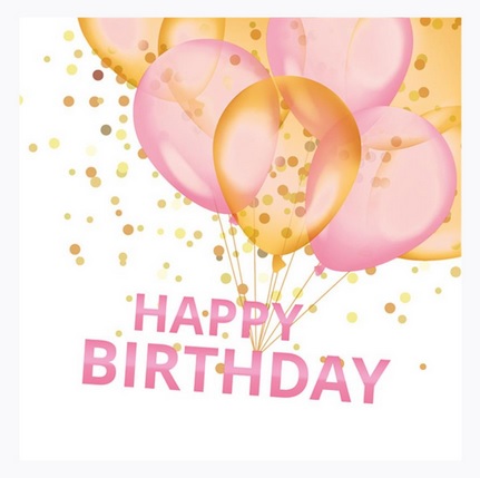 Serwetka kolor a'20 Gold and pink balloons happy