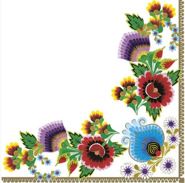 Serwetka kolor a'20 �owicz folk white border