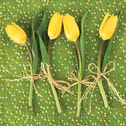 Serwetka kolor a'20 Yellow Tulips in the Green