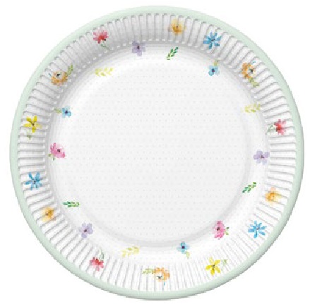 Talerz papierowy 18cm a'8 KWIATKI-LOVE