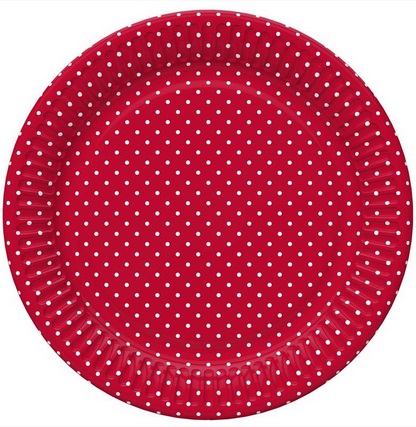 Talerz papierowy 22,7cm a'8 czerwone bia�e kropki